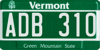 VT license plate ADB310