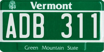 VT license plate ADB311