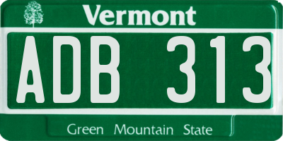 VT license plate ADB313