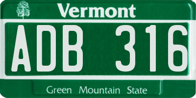 VT license plate ADB316