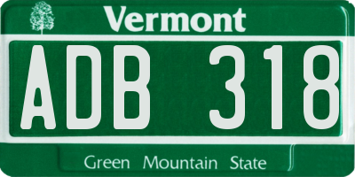 VT license plate ADB318