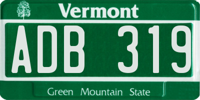 VT license plate ADB319