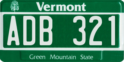 VT license plate ADB321
