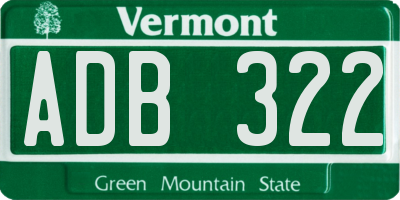 VT license plate ADB322