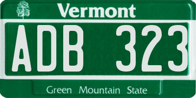 VT license plate ADB323