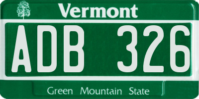 VT license plate ADB326