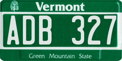 VT license plate ADB327
