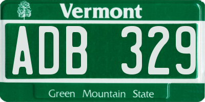 VT license plate ADB329
