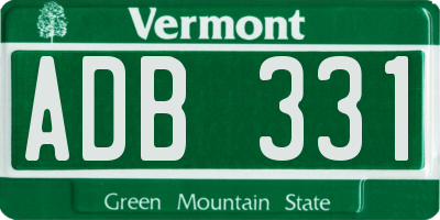 VT license plate ADB331