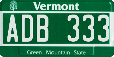 VT license plate ADB333