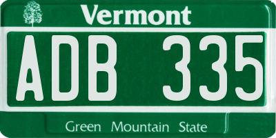 VT license plate ADB335