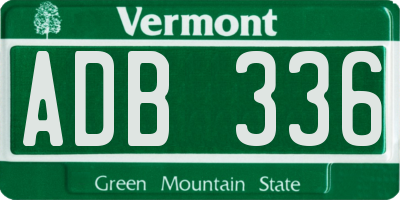 VT license plate ADB336