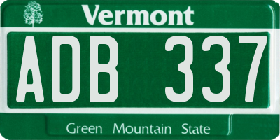 VT license plate ADB337