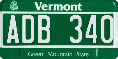 VT license plate ADB340