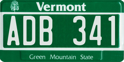 VT license plate ADB341
