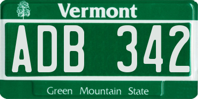 VT license plate ADB342