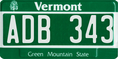 VT license plate ADB343