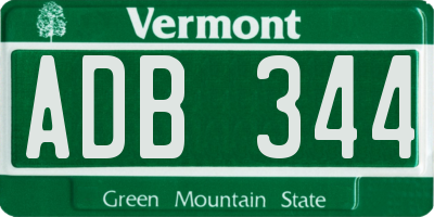 VT license plate ADB344