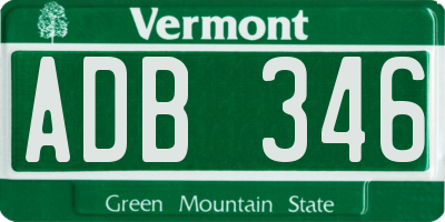 VT license plate ADB346
