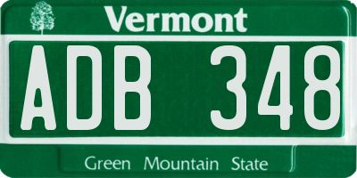 VT license plate ADB348