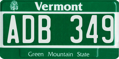 VT license plate ADB349