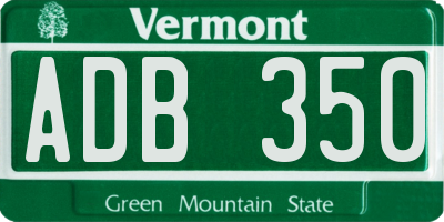 VT license plate ADB350