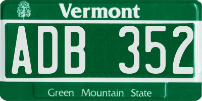 VT license plate ADB352
