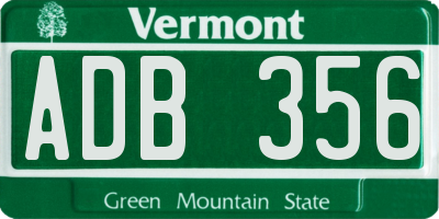 VT license plate ADB356
