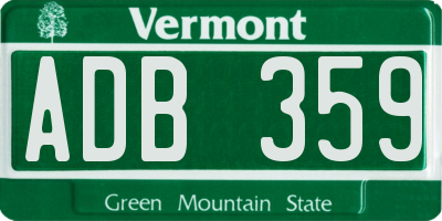 VT license plate ADB359