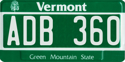 VT license plate ADB360