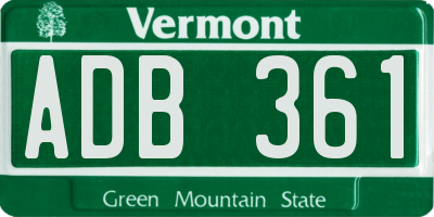 VT license plate ADB361