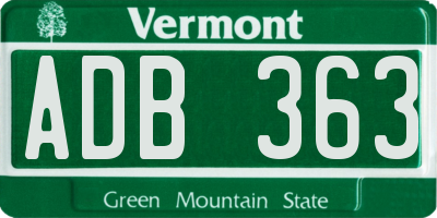 VT license plate ADB363