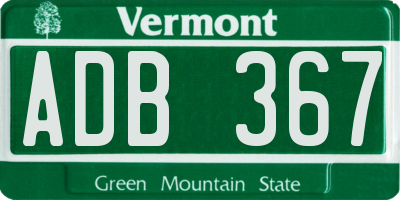 VT license plate ADB367