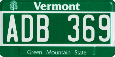 VT license plate ADB369