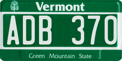 VT license plate ADB370