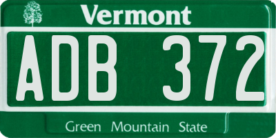 VT license plate ADB372