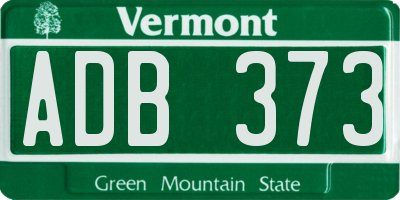 VT license plate ADB373