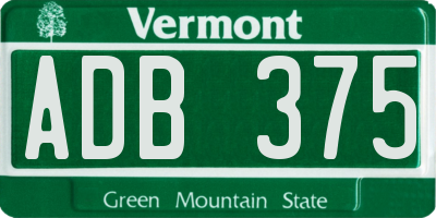 VT license plate ADB375