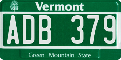 VT license plate ADB379