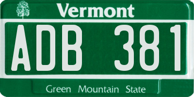 VT license plate ADB381