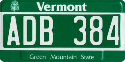 VT license plate ADB384