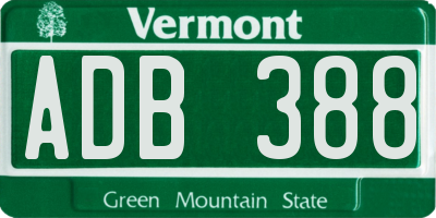 VT license plate ADB388