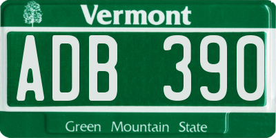 VT license plate ADB390