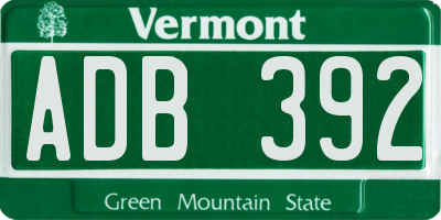 VT license plate ADB392