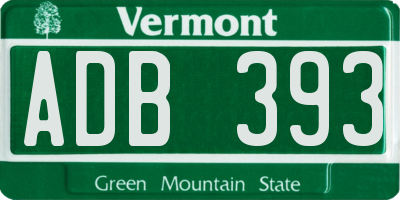 VT license plate ADB393