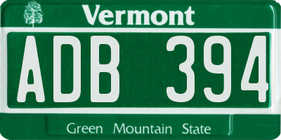 VT license plate ADB394