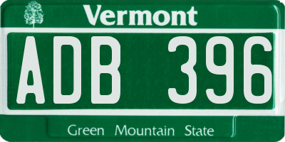 VT license plate ADB396