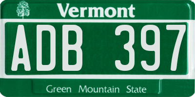 VT license plate ADB397