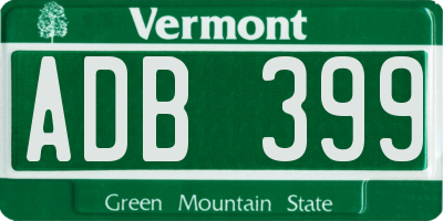 VT license plate ADB399