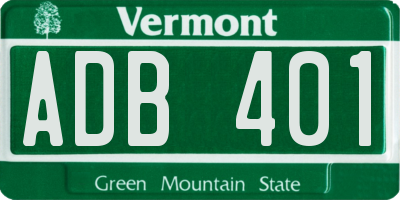 VT license plate ADB401